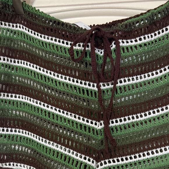 High Waist Crochet Shorts - Green and Brown - Picture 2 of 6